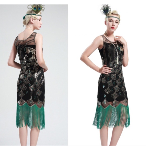 Babeyond Dresses & Skirts - Peacock Sequin 1920's Fringe Flapper Dress